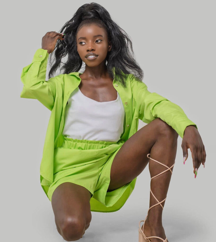 Jane Mukisa theeblacmodel in green outfit