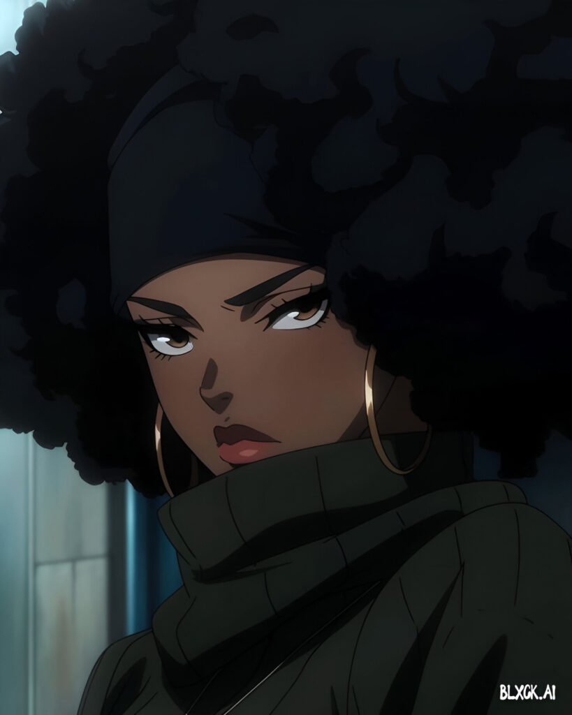 Unrequited love black Beautiful girl in anime style