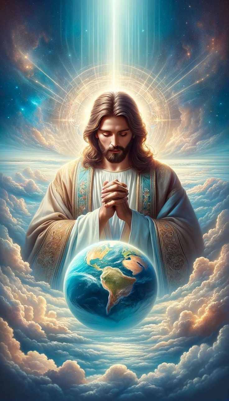 Jesus praying for the earth against religious manipulation