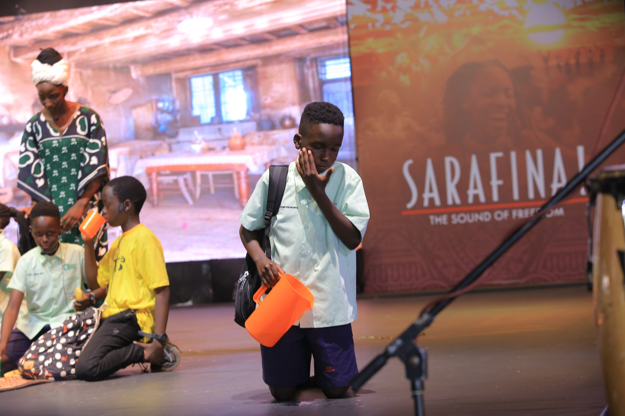 One of the scenes from taibah international school for the Sarafina play