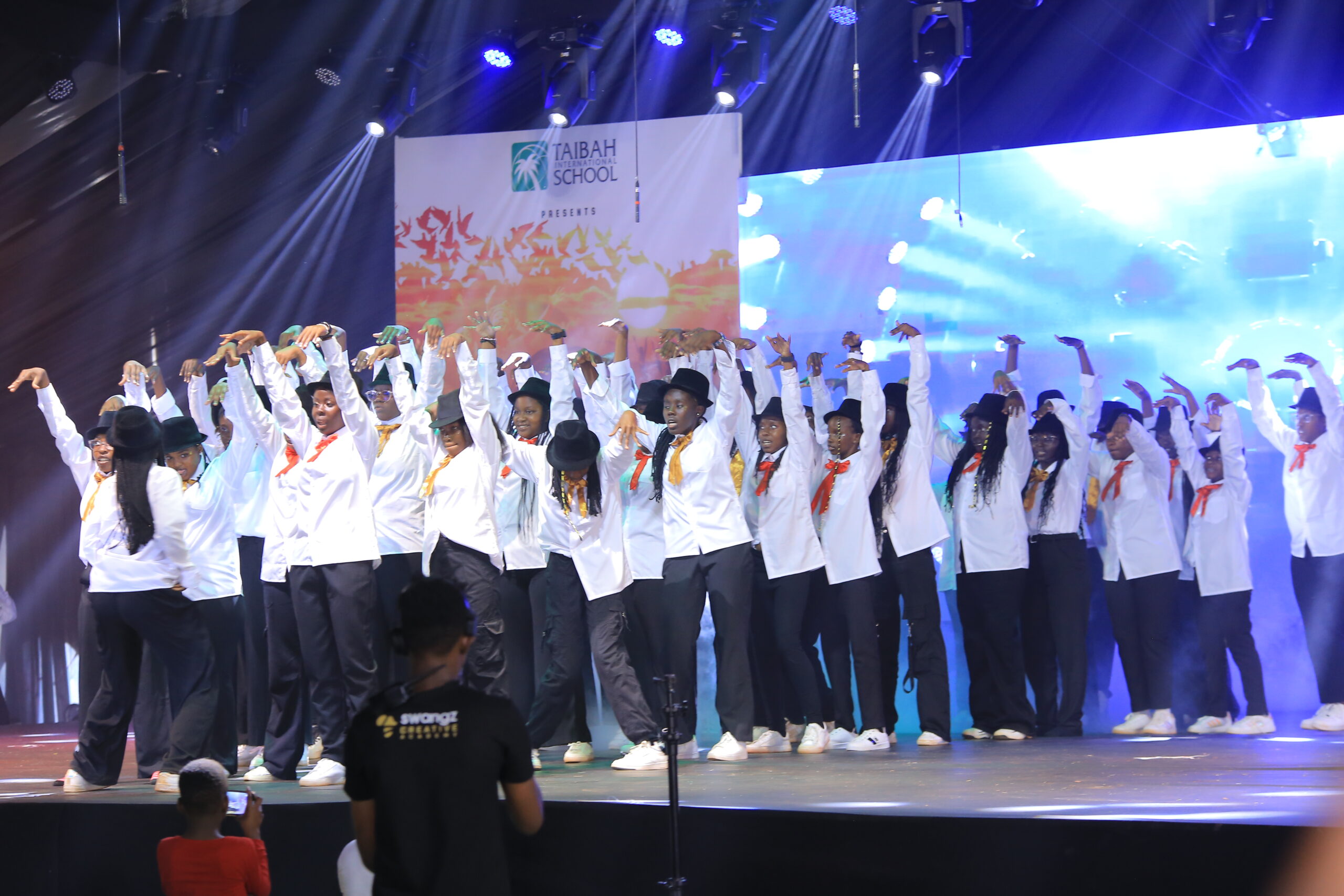 The breakdance crew after the end of the Sarafina play