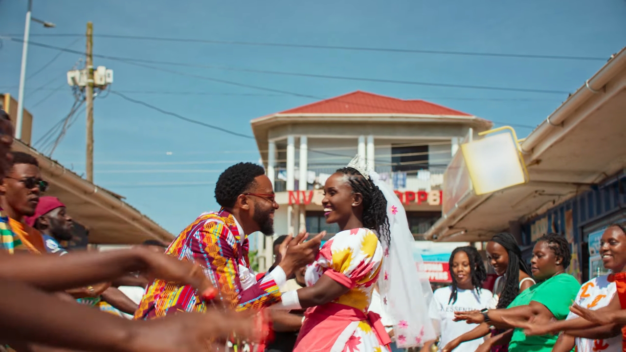 Wedding day bride and groom are happy