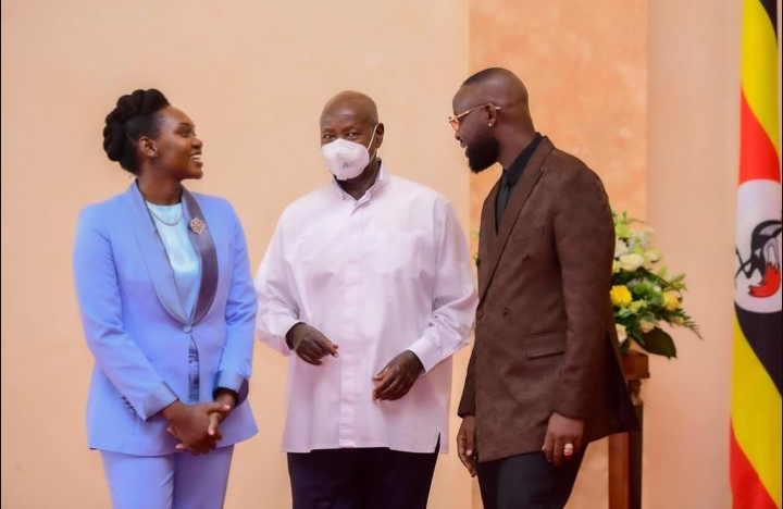 Eddy Kenzo, President Museveni and Nyamutoro Phiona