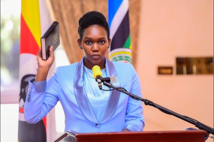 Phiona Nyamutoro swearing in as a minister