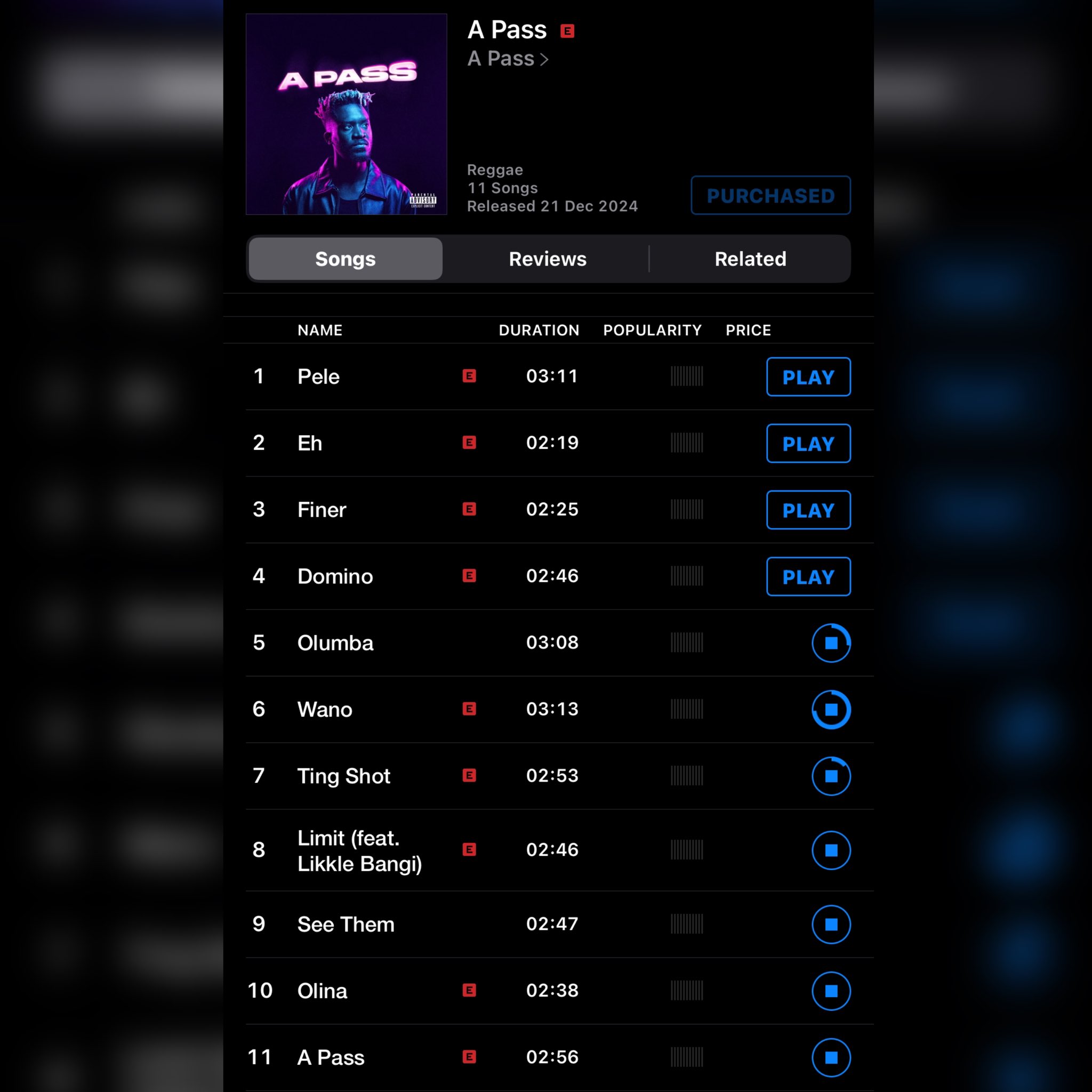 A Pass album tracklist