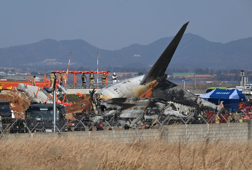 Plane bursts in to flames in South Korea